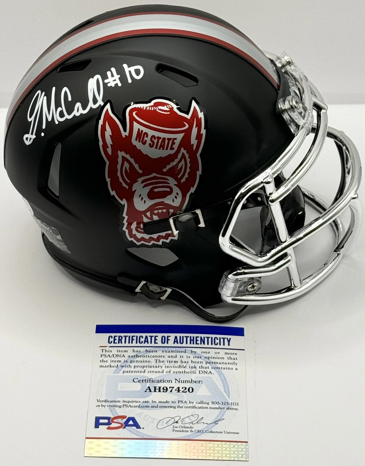 Grayson McCall Signed Autographed NC State Wolfpack Mini Helmet PSA/DNA