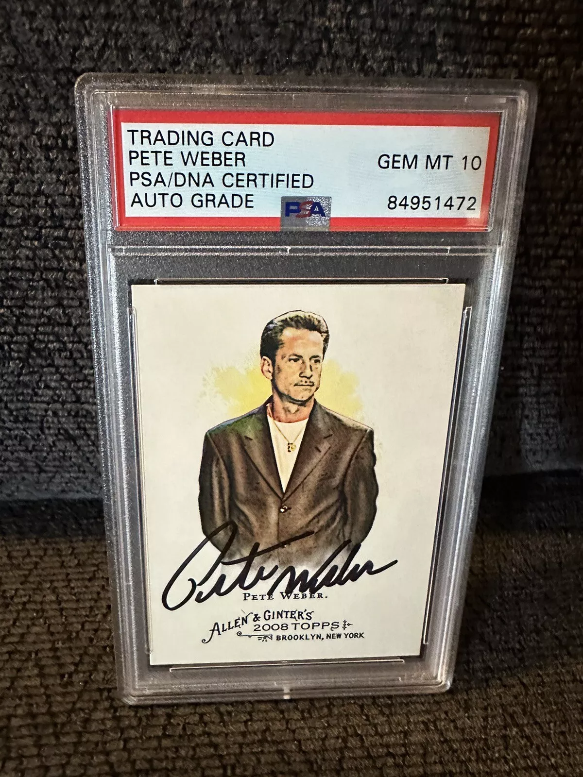 Pete Weber Signed 2008 Ginter #288 Card PSA /DNA Slab COA Auto Gem Mint 10