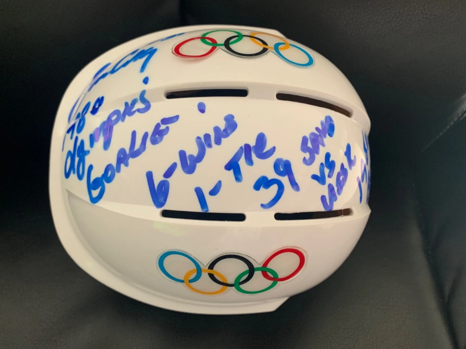 JIM CRAIG HAND SIGNED USA OLYMPIC HOCKEY MINI-HELMET+JSA    RARE 5 INSCRIPTIONS
