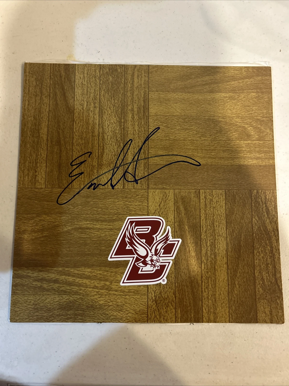BOSTON COLLEGE EAGLES- EARL GRANT SIGNED AUTOGRAPH LOGO FLOORBOARD COA COACH