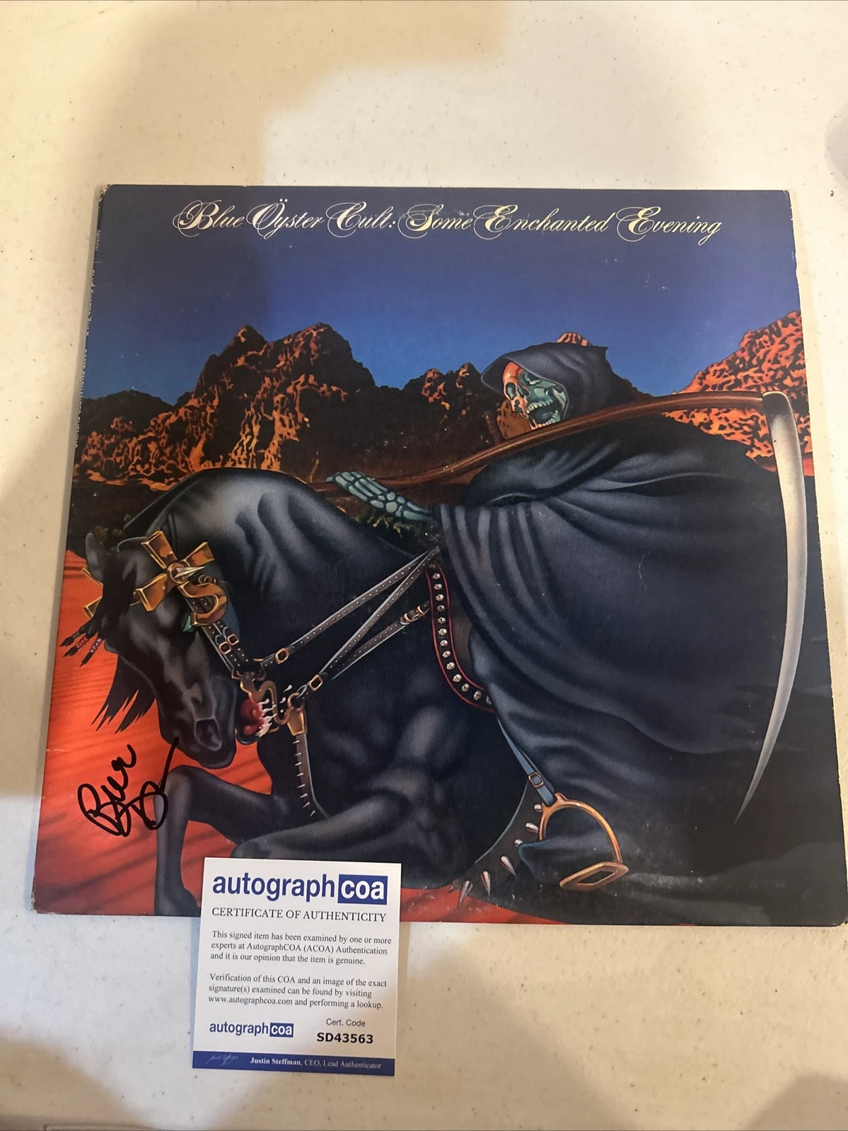 BUCK DHARMA BLUE OYSTER CULT SIGNED AUTOGRAPH VINYL ALBUM ACOA RECORD LP