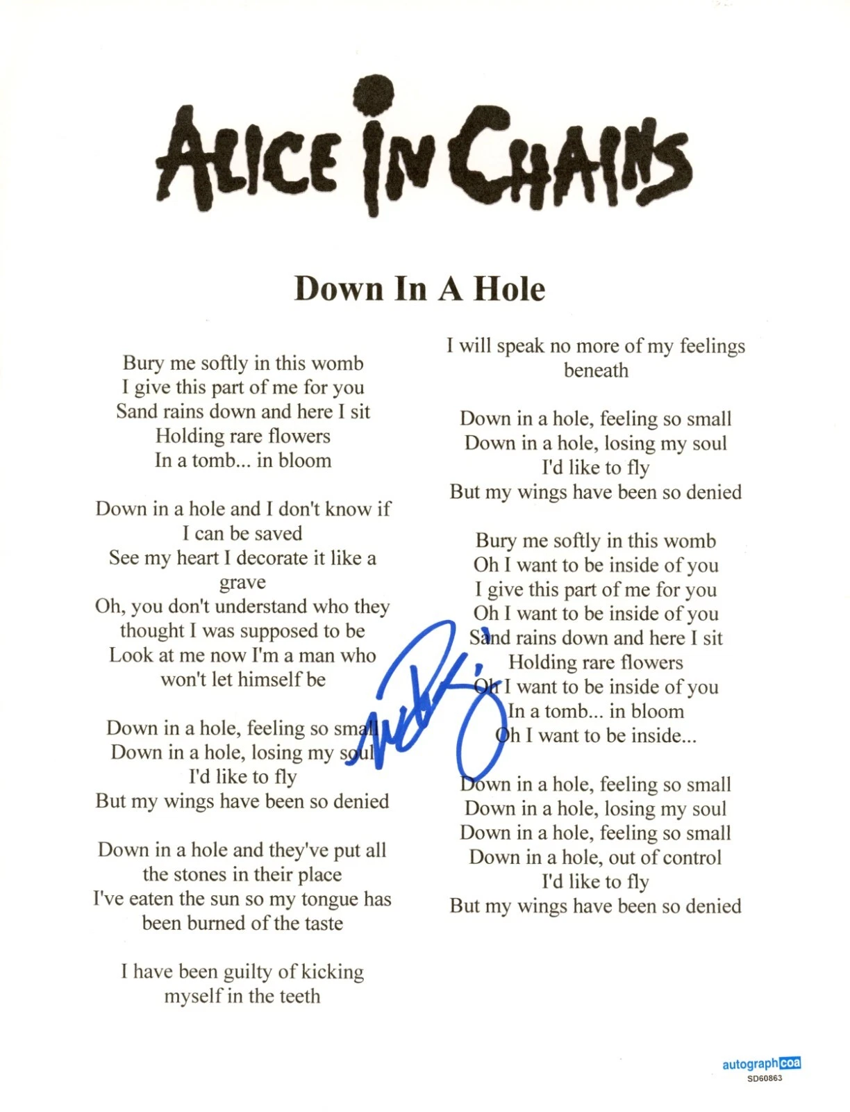 Mike Inez ALICE IN CHAINS Signed 