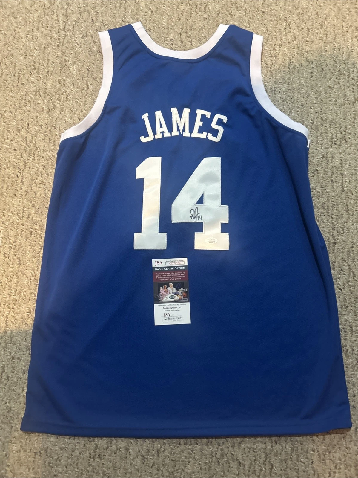 DUKE BLUE DEVILS- SION JAMES SIGNED AUTOGRAPH JERSEY JSA COA BASKETBALL