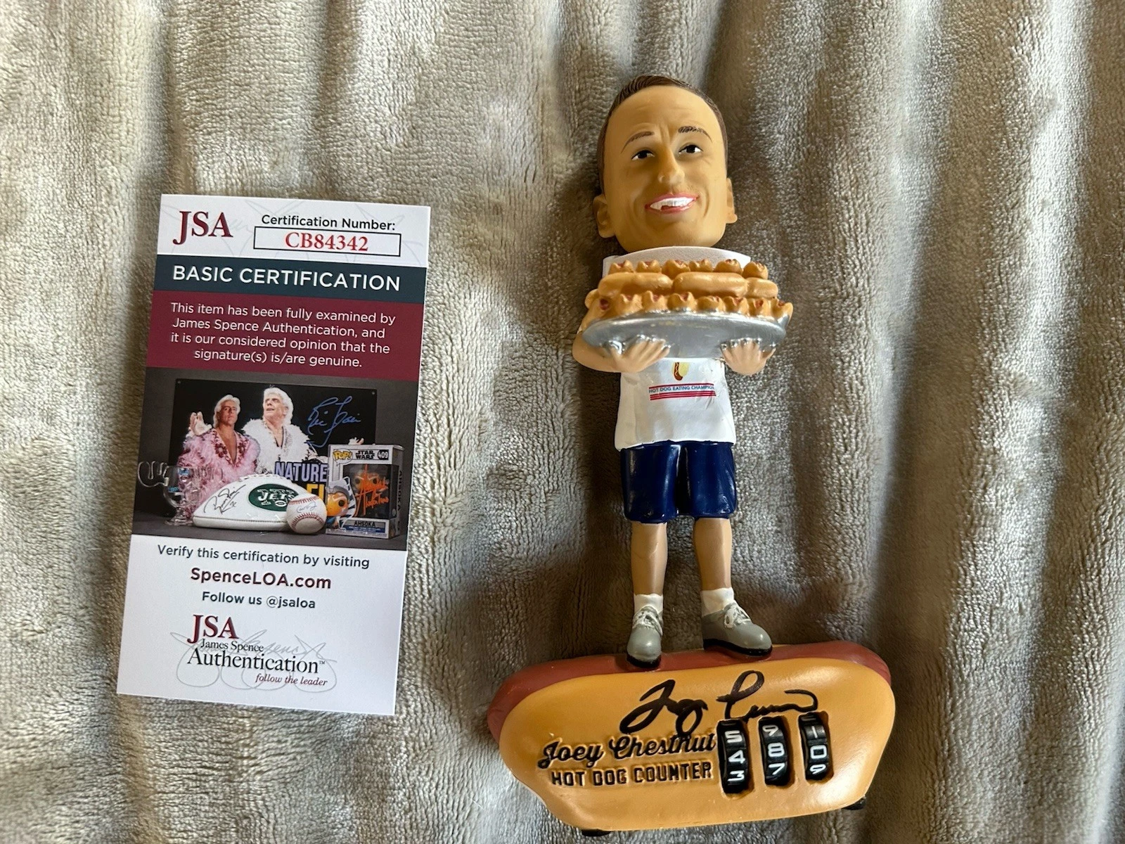 Joey Chestnut Signed BOBBLEHEAD JSA Authentication COA