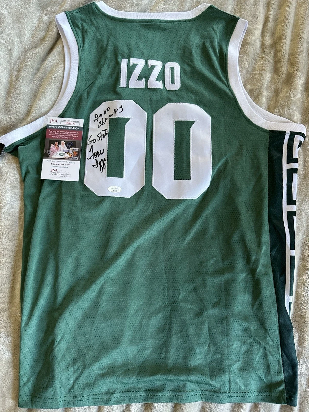 Tom Izzo SIGNED Spartans Jersey Stitched XL JSA Authentication COA 2000 Champs!