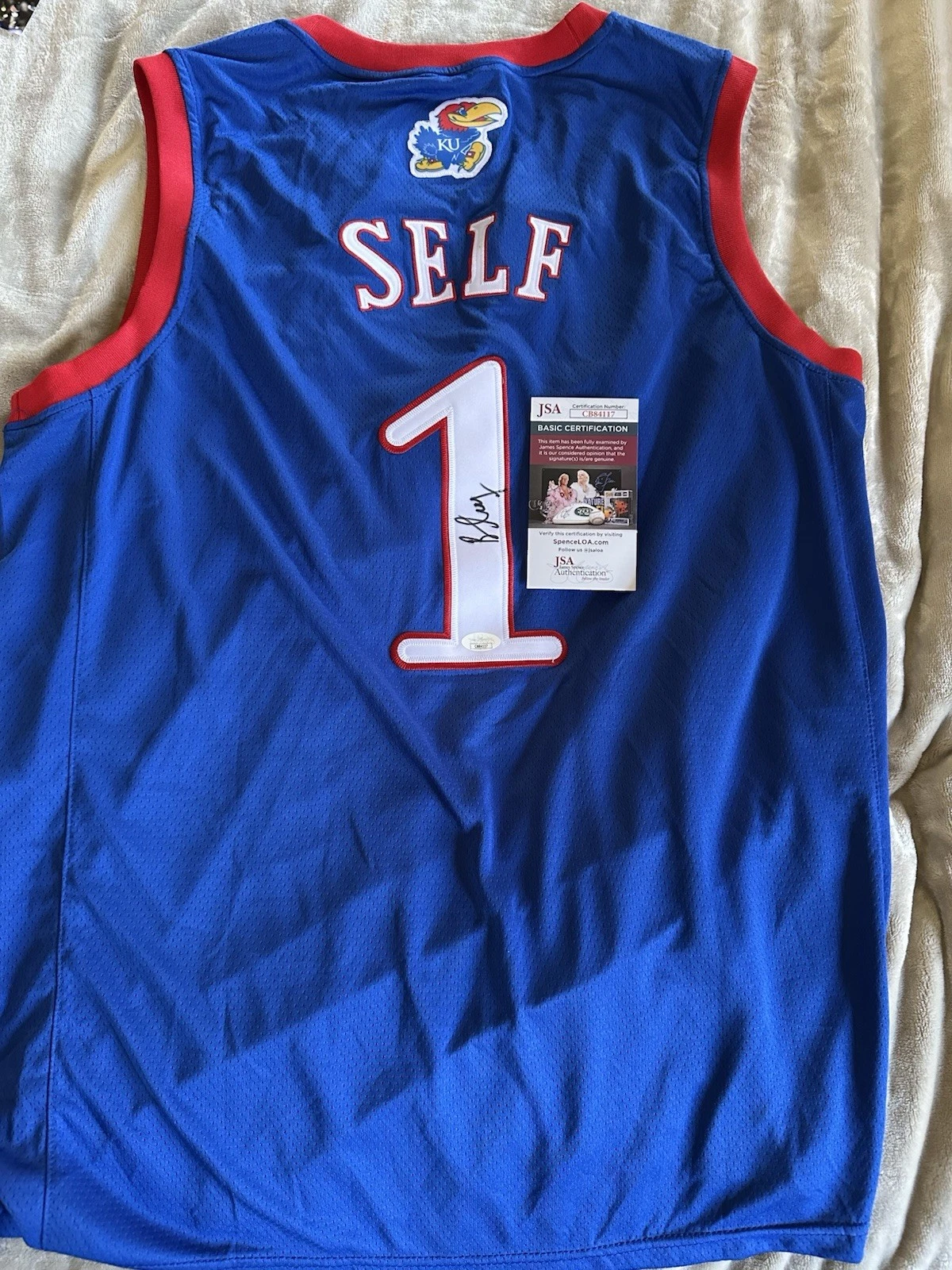 Bill Self SIGNED Kansas Jayhawks Jersey Stitched XL JSA Authentication COA