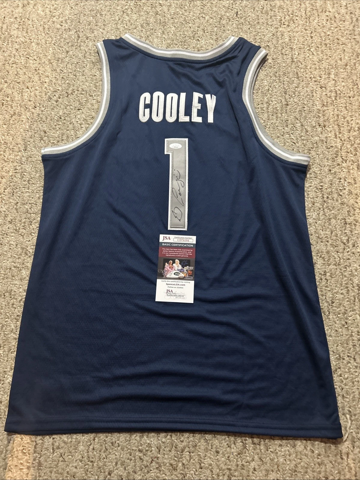GEORGETOWN HOYAS- ED COOLEY SIGNED AUTOGRAPH JERSEY JSA COA BASKETBALL COACH