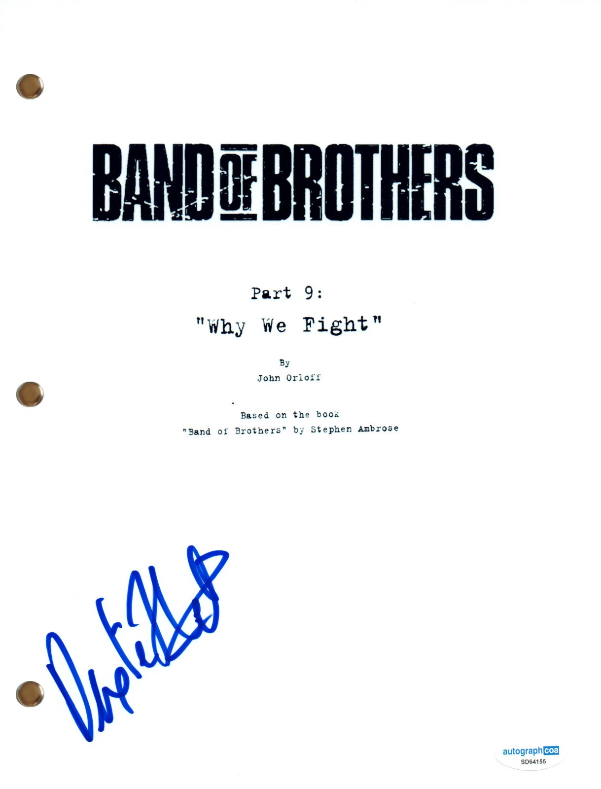 Dexter Fletcher “Band of Brothers” Signed Autograph Script E9 Screenplay ACOA