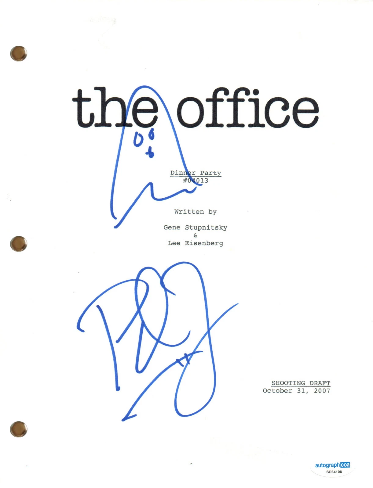 Paul Feig “The Office” Signed Autograph Dinner Party Full Script Director ACOA