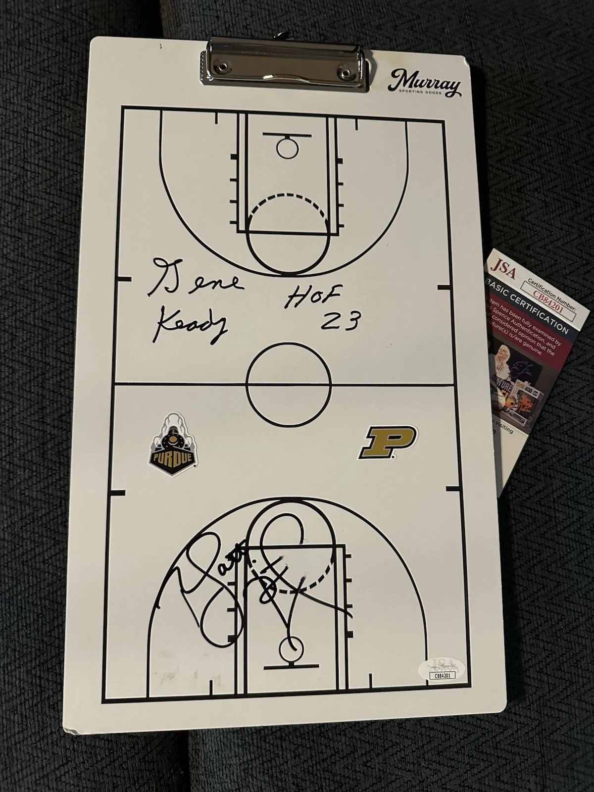 Gene Keady & Matt Painter Signed Clip Board JSA Authentication COA Purdue