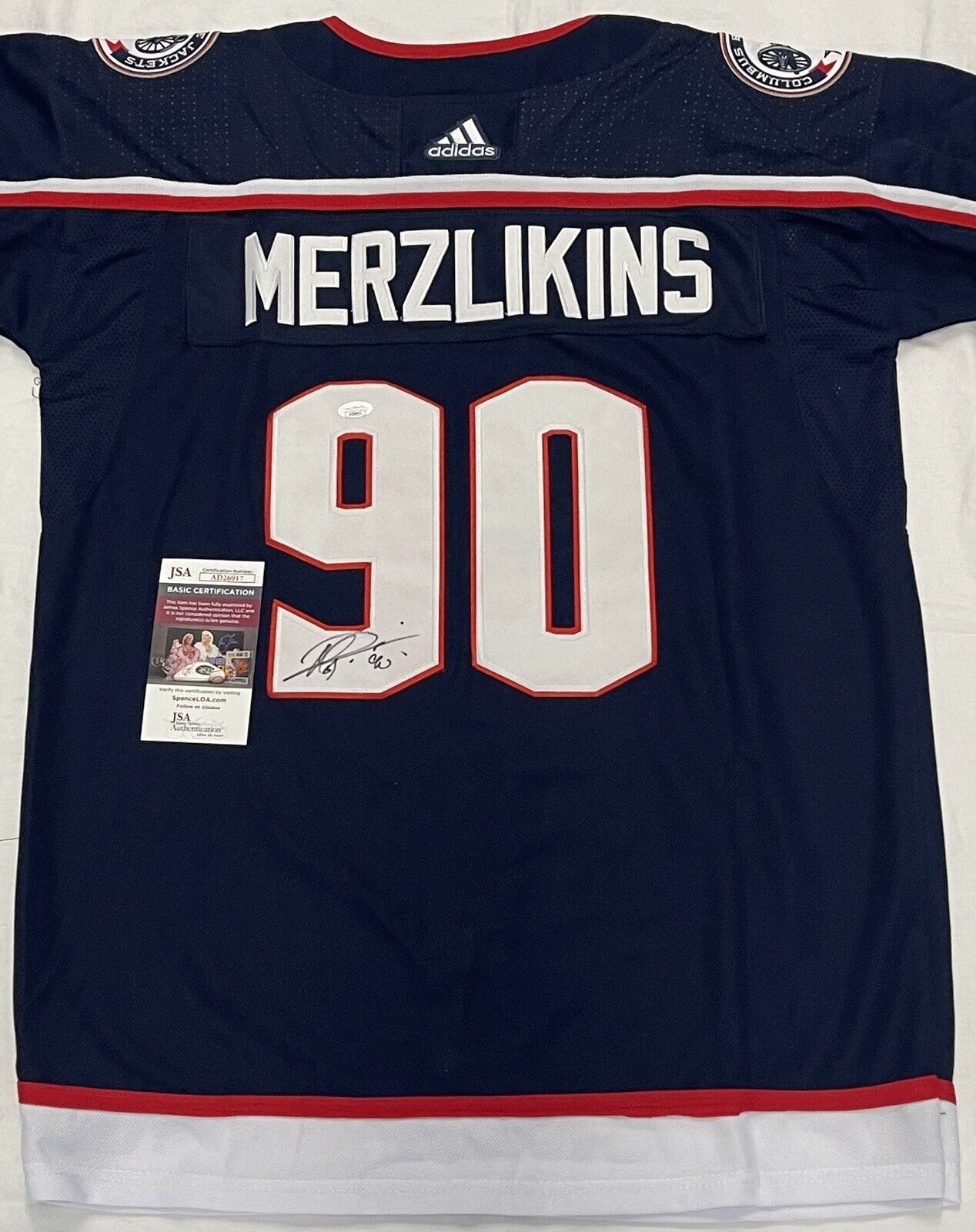 Elvis Merzlikins Signed Autographed Columbus Blue Jackets Jersey PSA/DNA