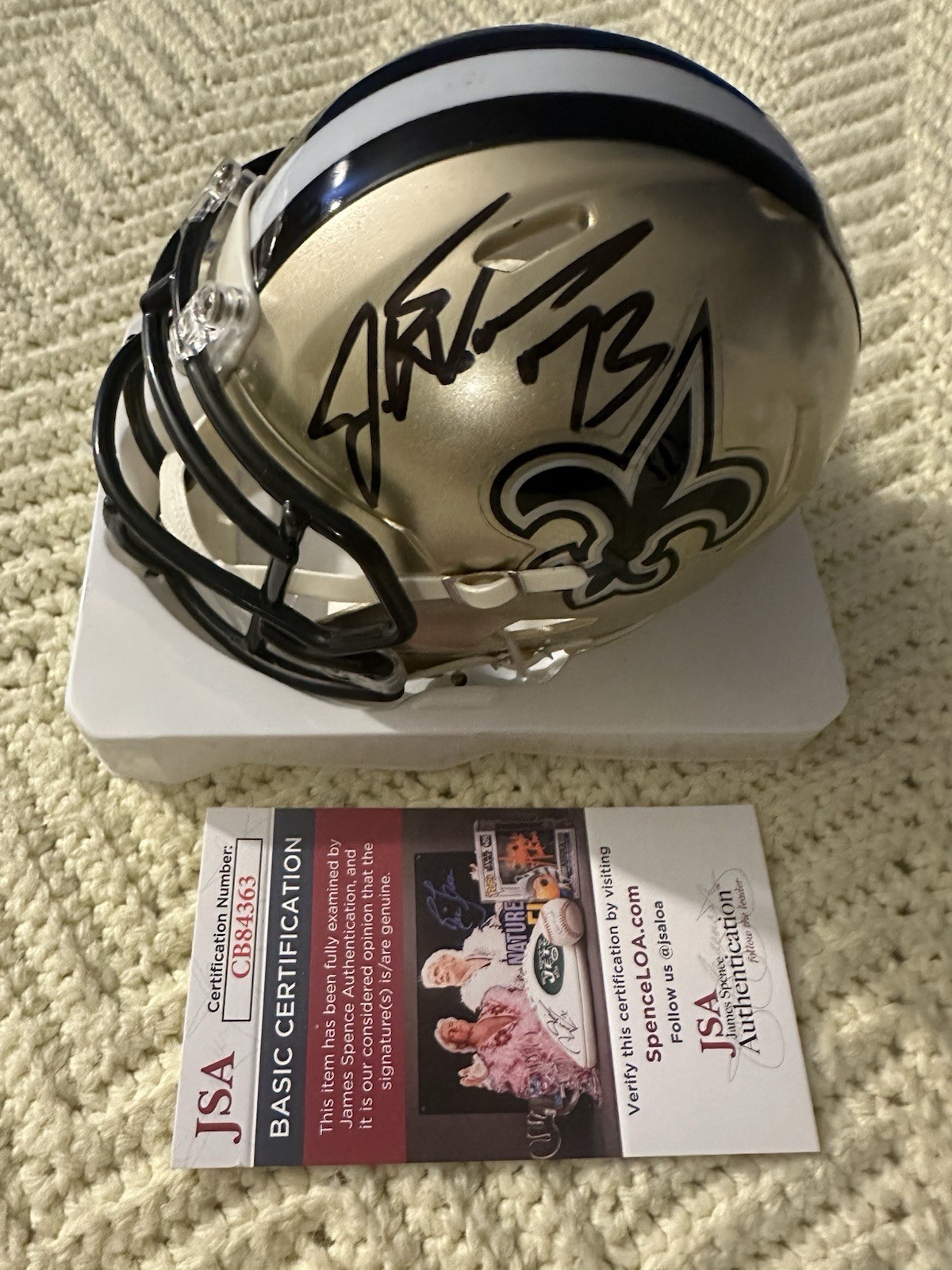 Jahri Evans Signed Mini Helmet New Orleans  Saints JSA Authentication COA