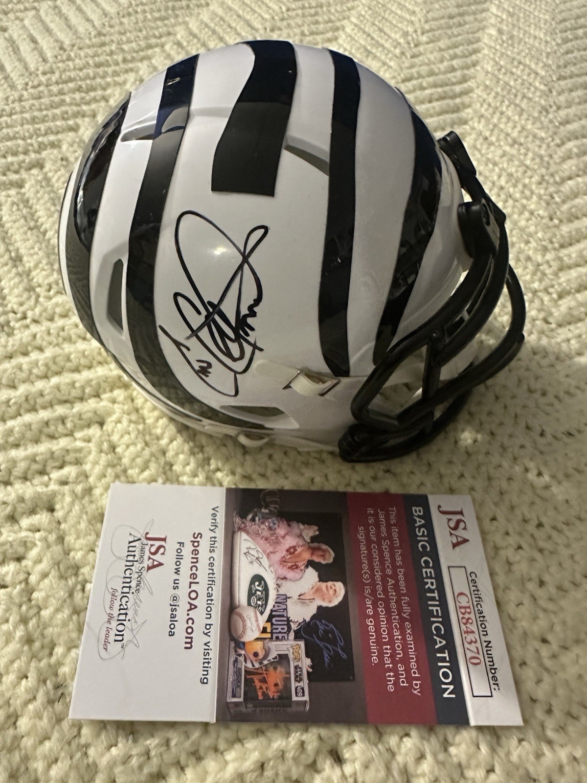 Cris Collinsworth Bengals Signed White Mini Helmet JSA Authenticated COA
