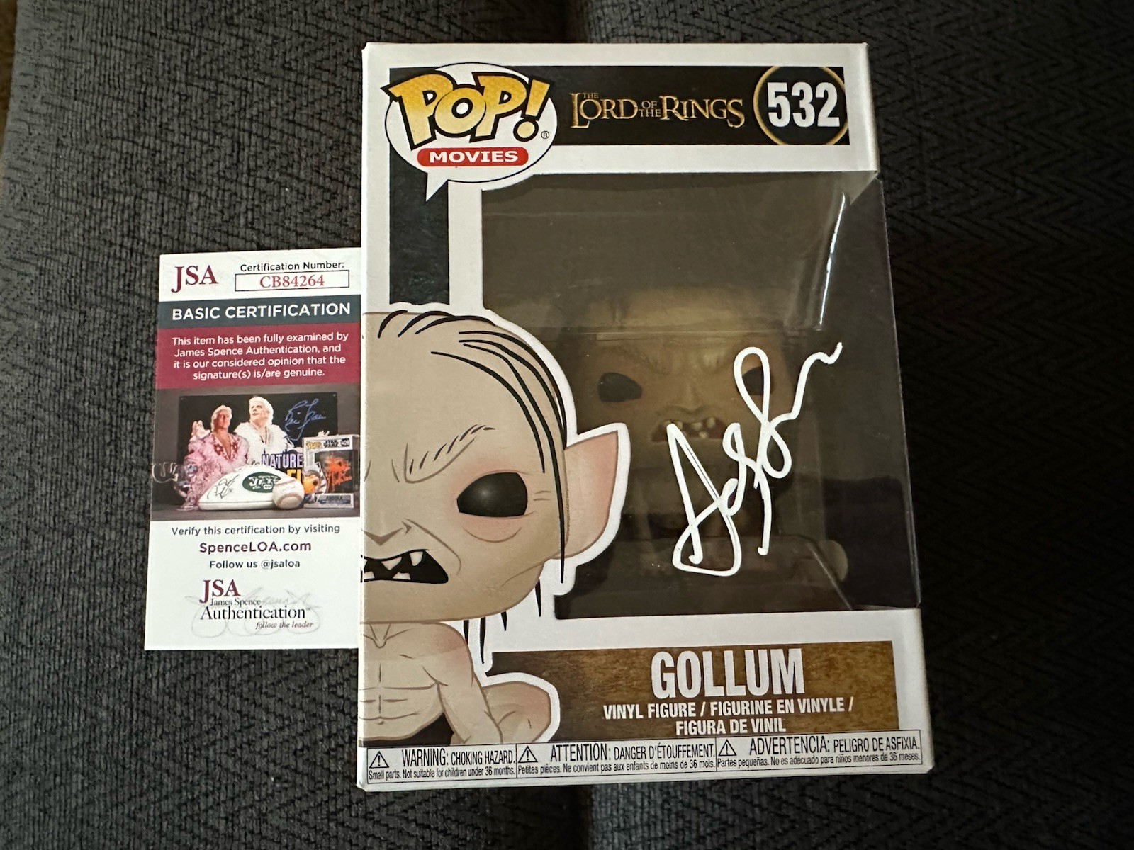 Andy Serkis Signed Funko Pop 532 JSA Authenticated COA Gollum Lord Of The Rings