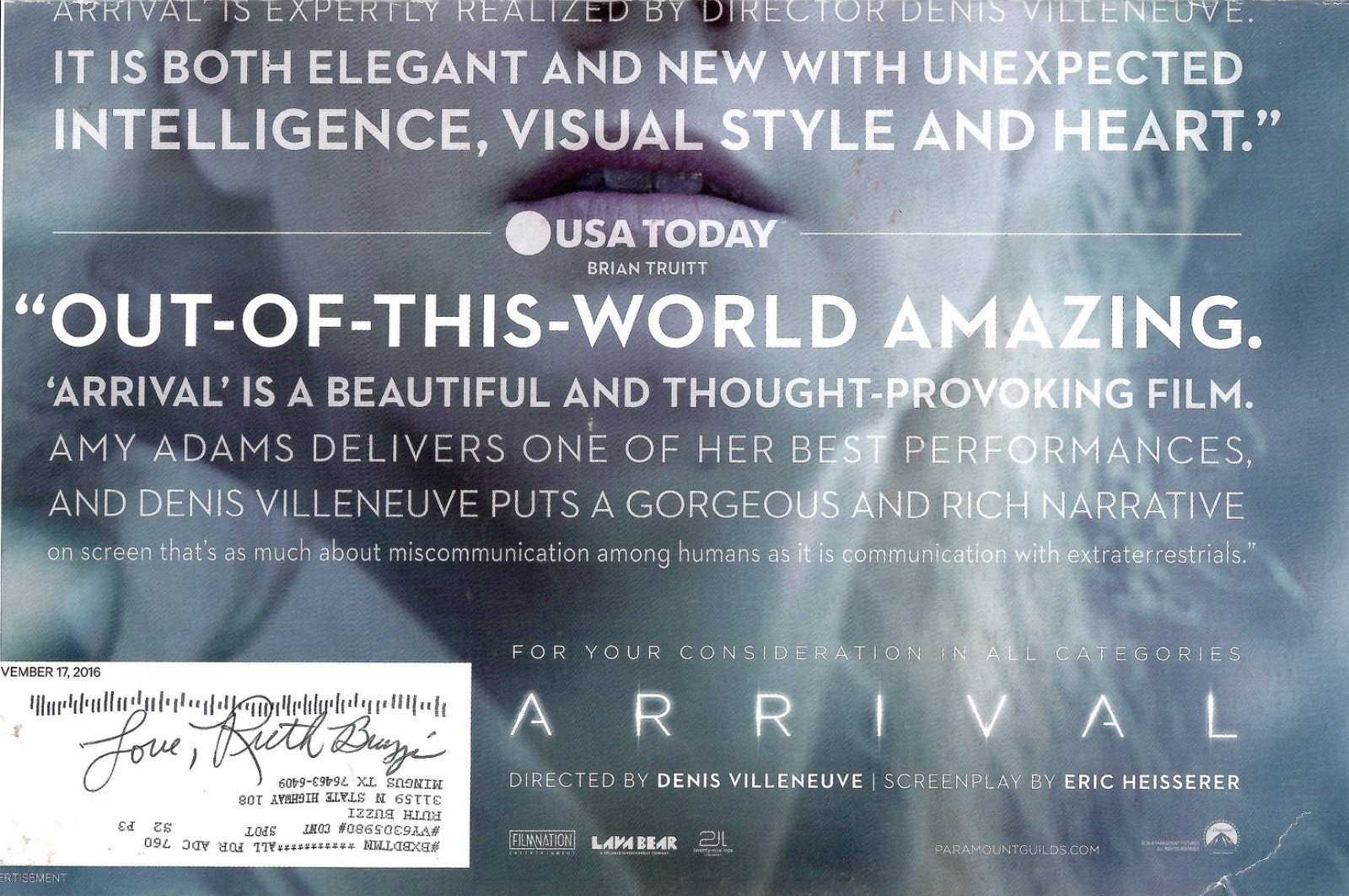 RUTH BUZZI AUTOGRAPH ON A VARIETY MAGAZINE COVER SENT TO HER HOUSE+COA