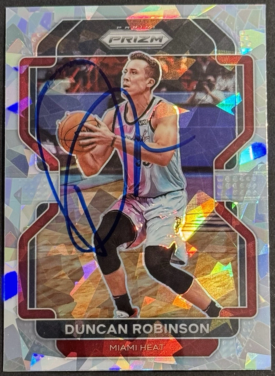 Duncan Robinson Signed 2021-22 Prizm Cracked Ice Card Miami Heat BAS Beckett COA