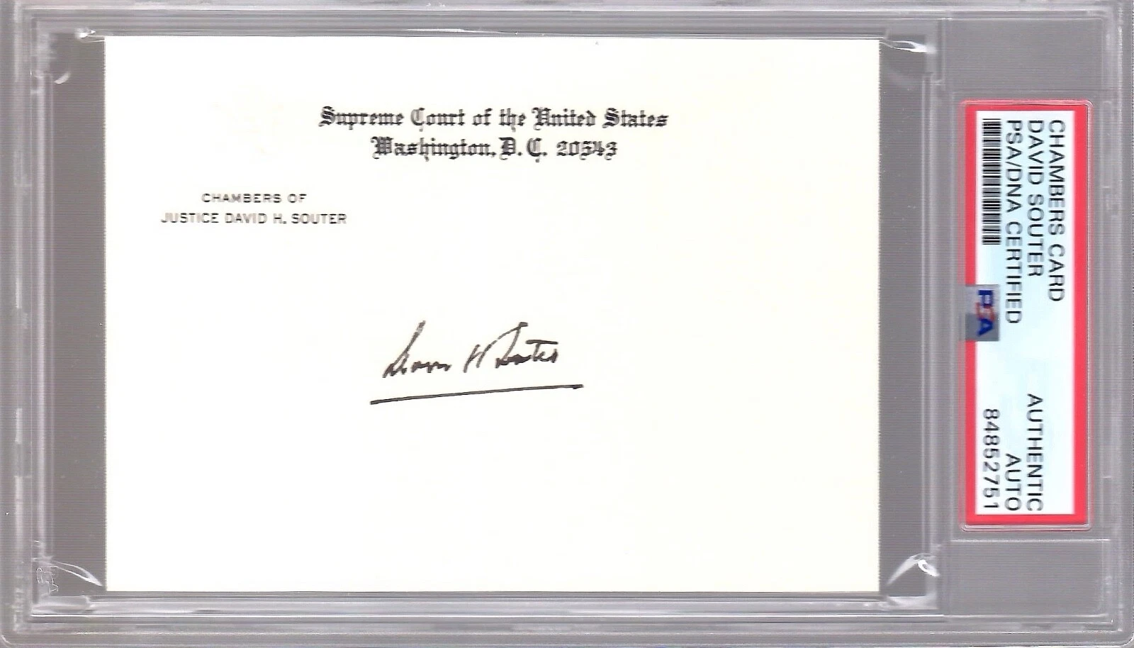 DAVID SOUTER HAND SIGNED SUPREME COURT CHAMBERS CARD      RARE     PSA SLABBED