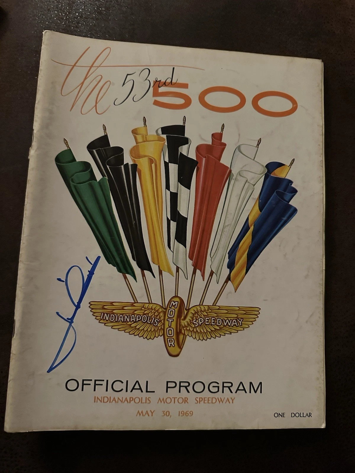 1969 Indy 500 Program Signed By Winner Mario Andretti Autographed