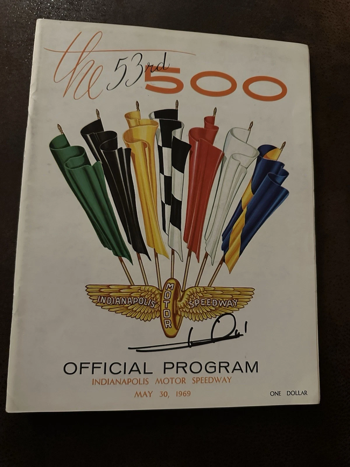 1969 Indy 500 Program Signed By Winner Mario Andretti Autographed