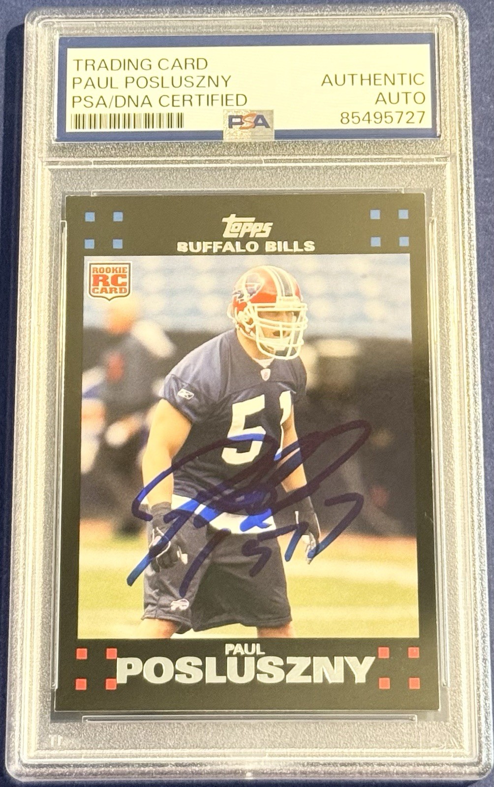 Paul Posluszny Signed 2007 Topps Rookie Card Penn State PSA/DNA Slabbed