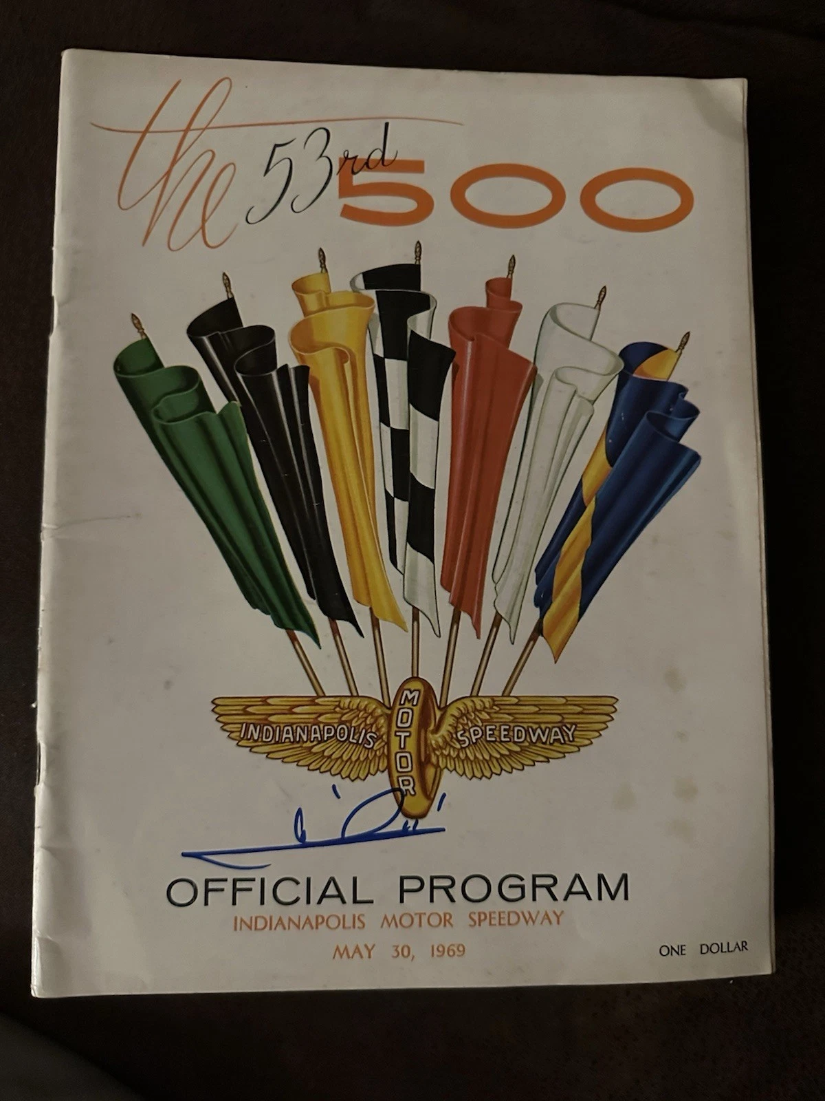 1969 Indy 500 Program Signed By Winner Mario Andretti Autographed