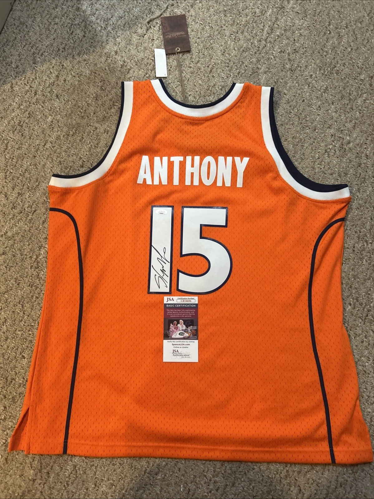 SYRACUSE ORANGE- CARMELO ANTHONY SIGNED AUTOGRAPH AUTHENTIC JERSEY JSA COA HOF