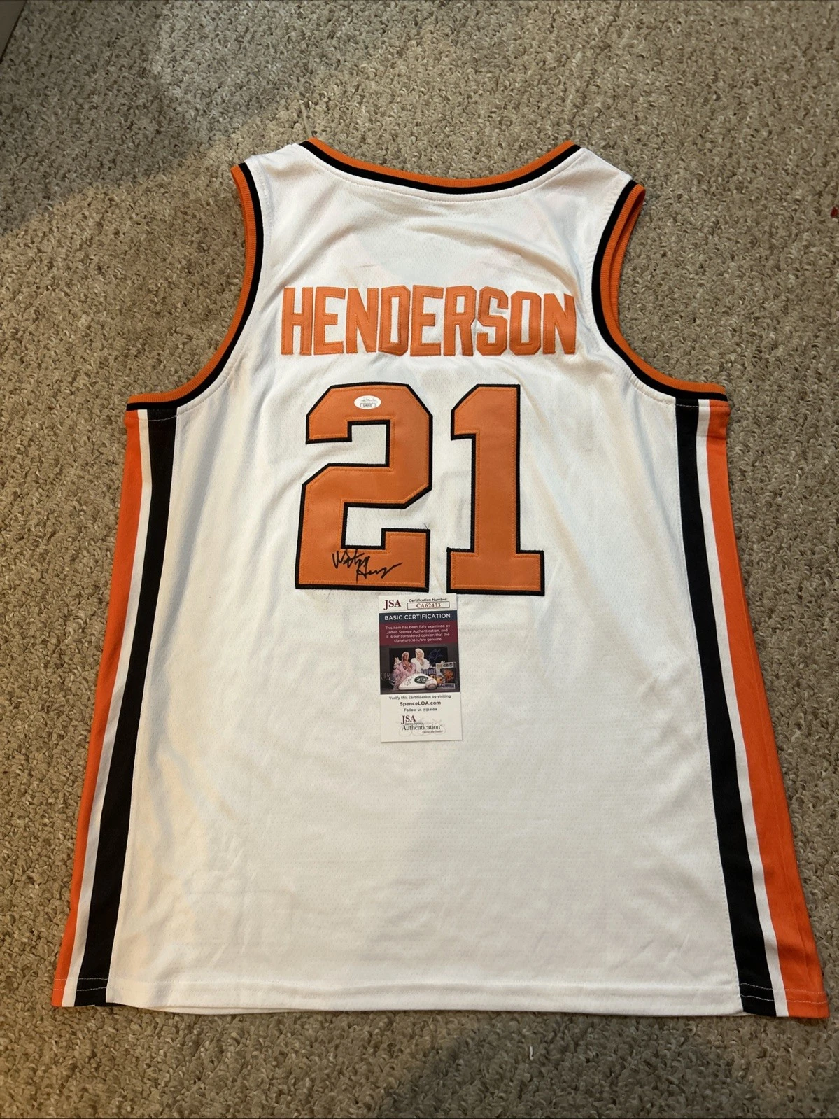 PRINCETON TIGERS- MITCH HENDERSON SIGNED AUTOGRAPH JERSEY JSA COA BASKETBALL