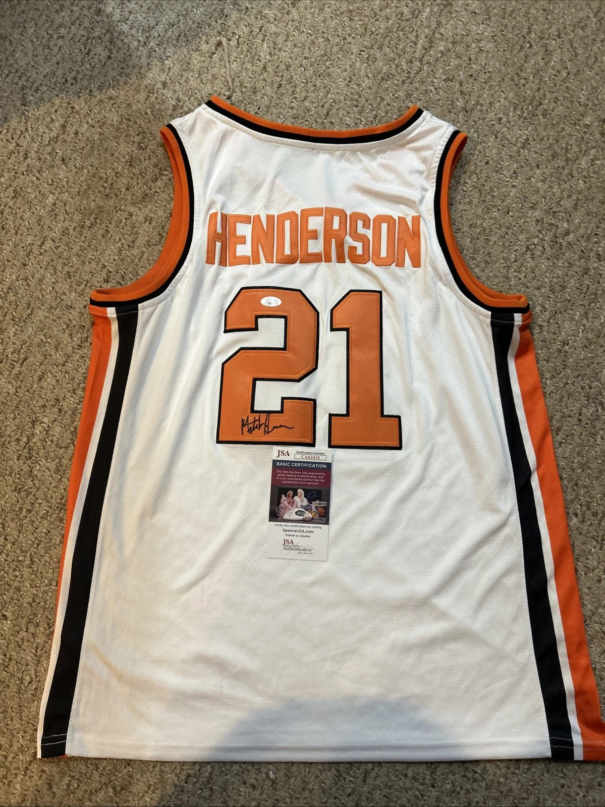 PRINCETON TIGERS- MITCH HENDERSON SIGNED AUTOGRAPH JERSEY JSA COA BASKETBALL
