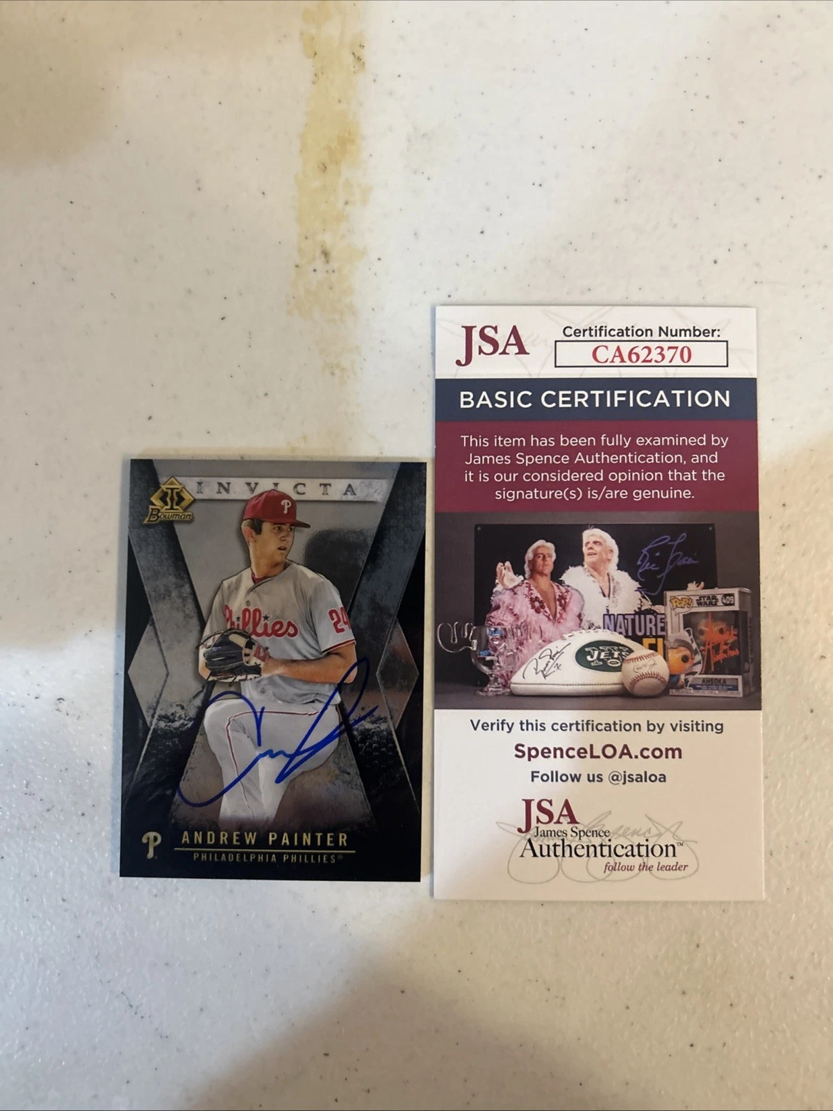 ANDREW PAINTER SIGNED AUTOGRAPH 2021 BOWMAN  INVICTA JSA COA PHILLIES PROSPECT