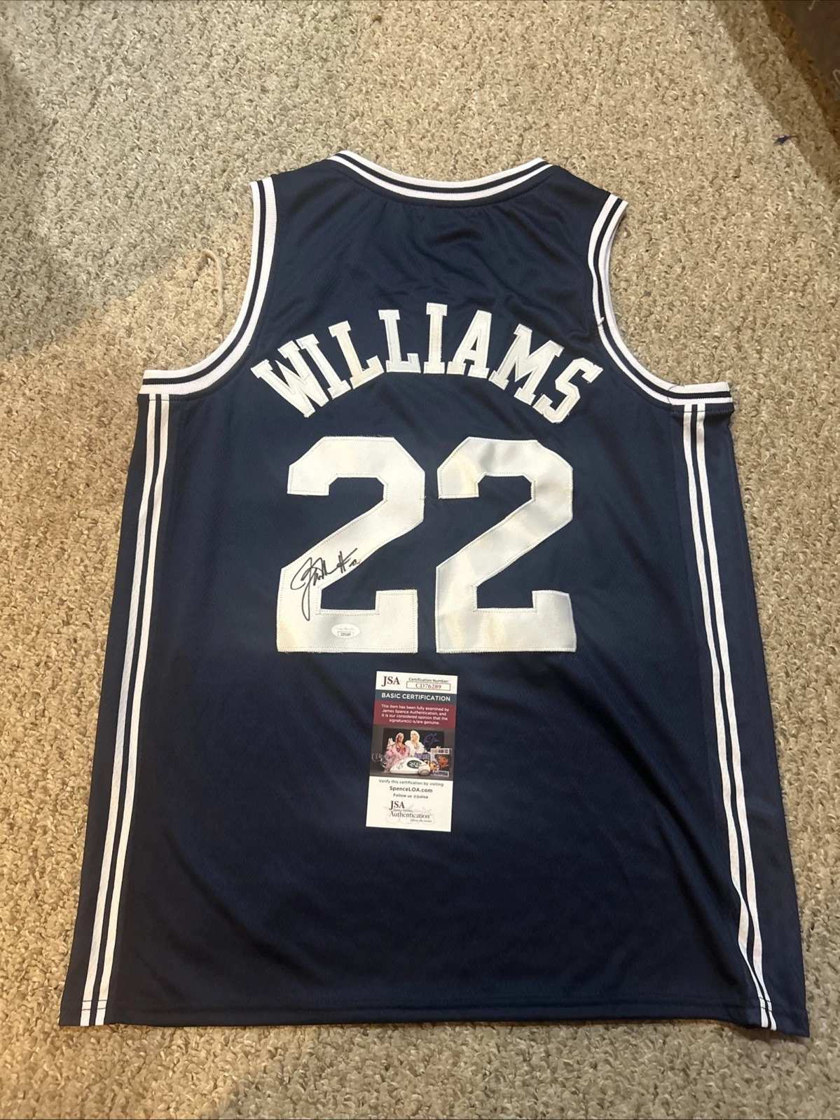 DUKE BLUE DEVILS- JAY WILLIAMS SIGNED AUTOGRAPH JERSEY JSA COA BROTHERHOOD