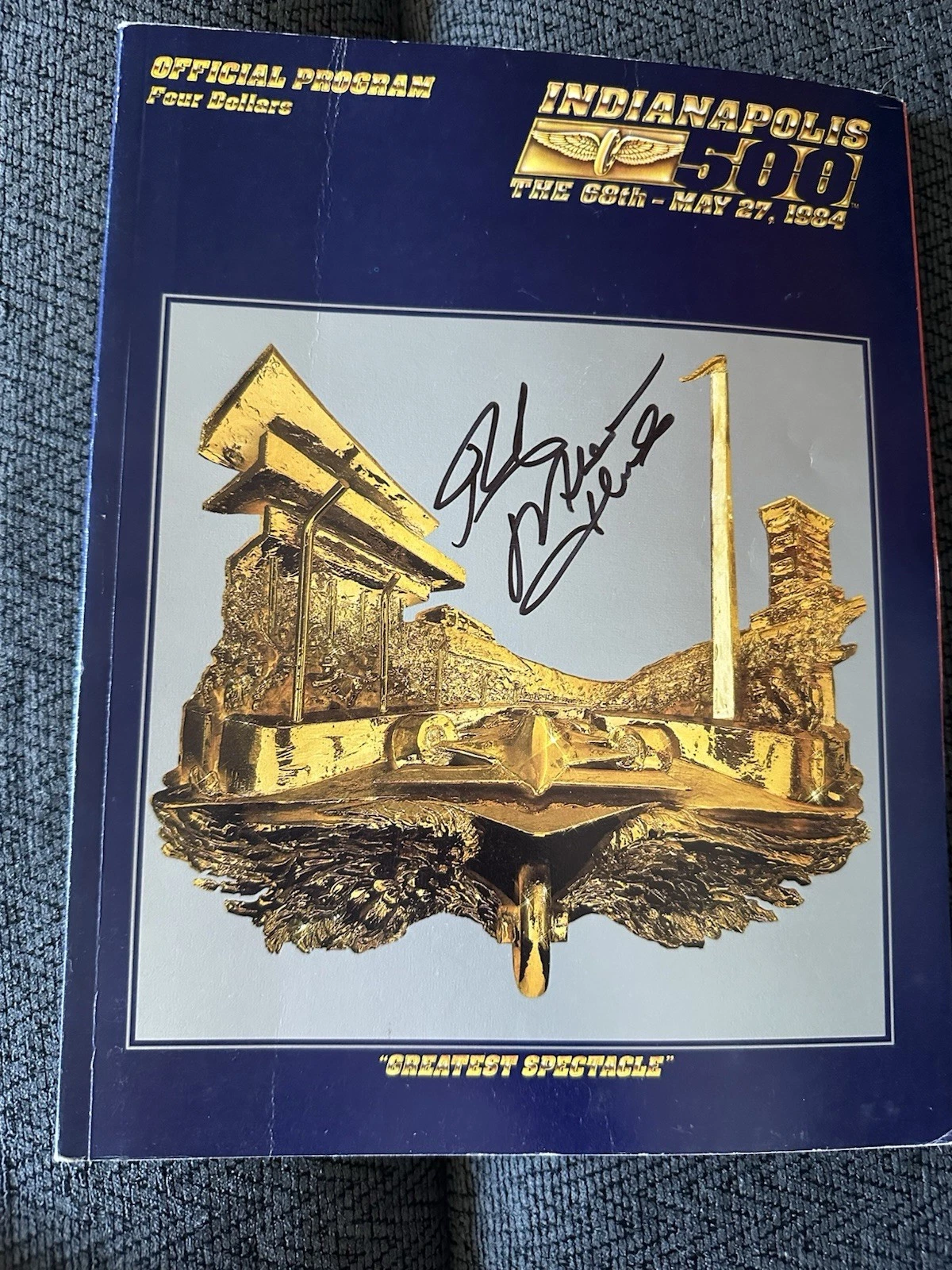 1984 Indy 500 Program Signed By Winner Rick Mears Autographed Crease