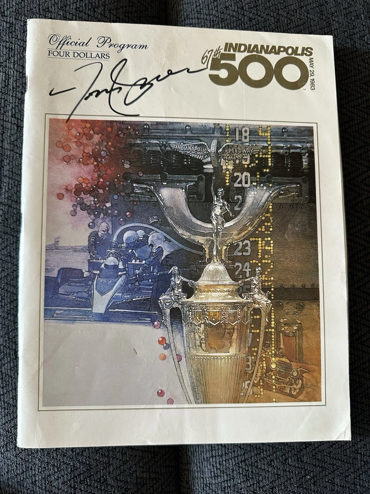 1983 INDY 500 PROGRAM SIGNED BY WINNER TOM SNEVA AUTOGRAPHED COLLECTIBLE MEMORABILIA