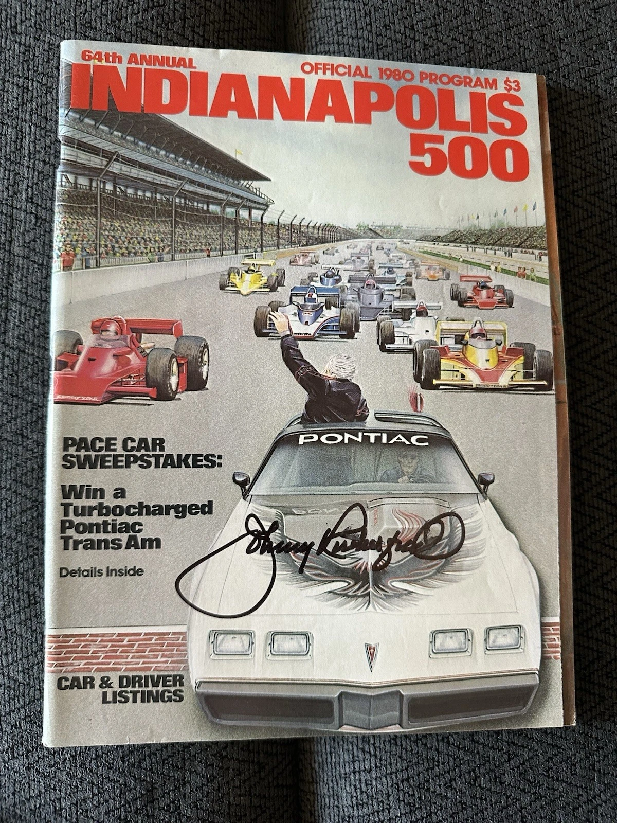 1980 Indy 500 Program Signed By Winner Johnny Rutherford Autographed