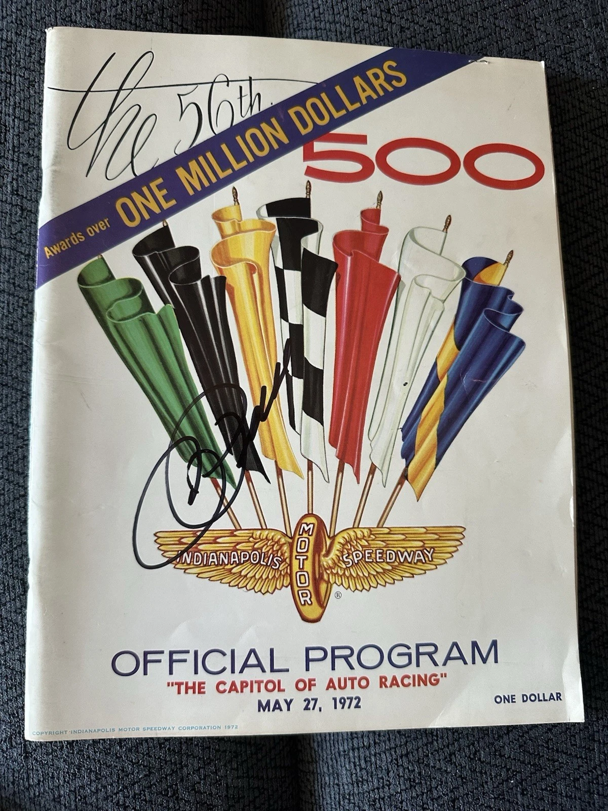 Roger Penske Signed 1972 Indy Car Program Winning Owner Indianapolis 500