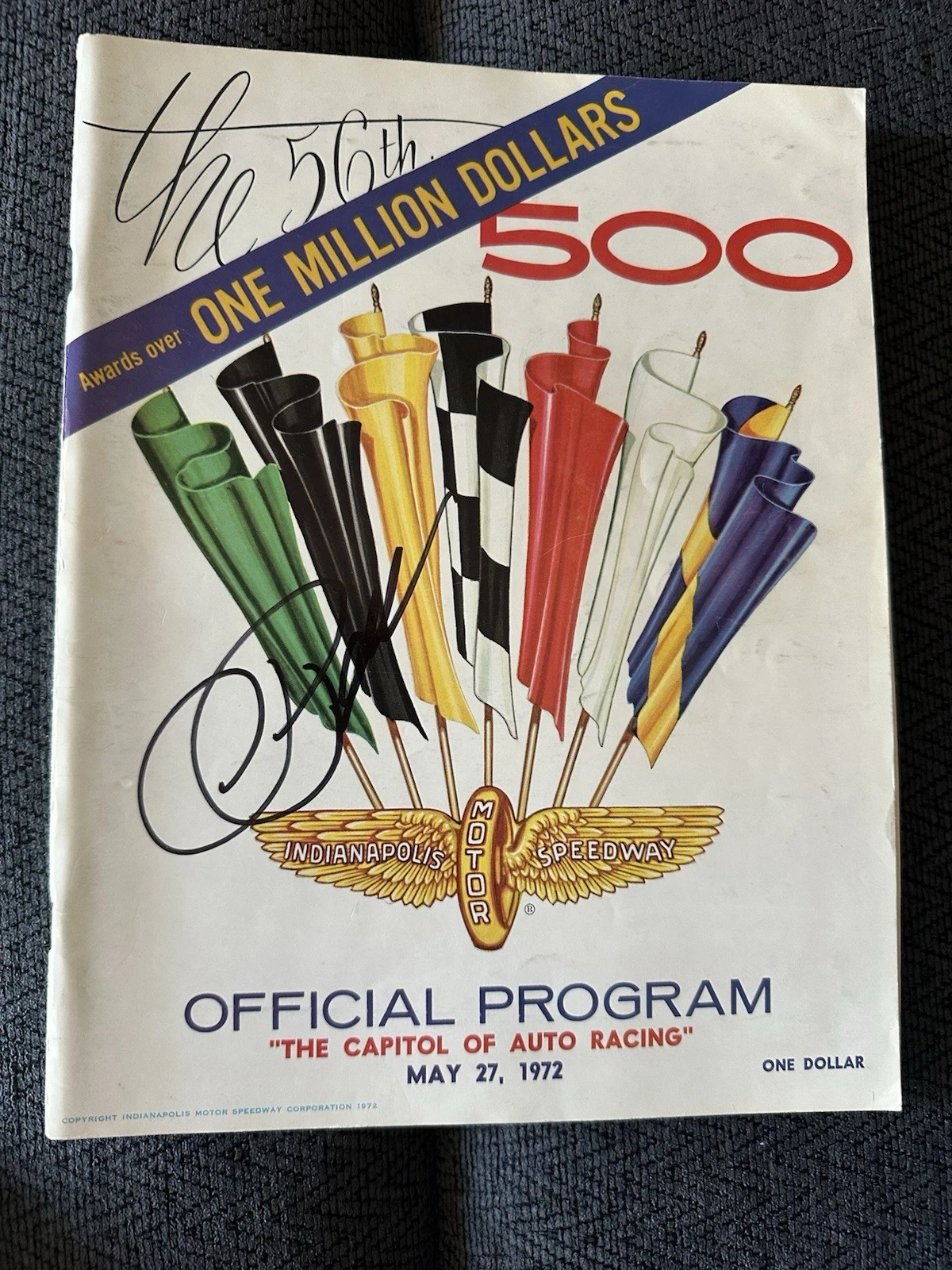 Roger Penske Signed 1972 Indy Car Program Winning Owner Indianapolis 500