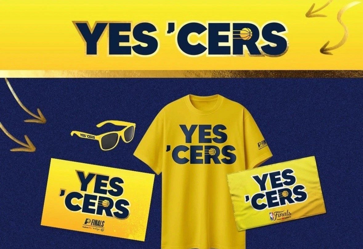 Indiana Pacers 2025 NBA Finals Fan Bag Yes Cers Poster Shirt XL Towel Sunglasses