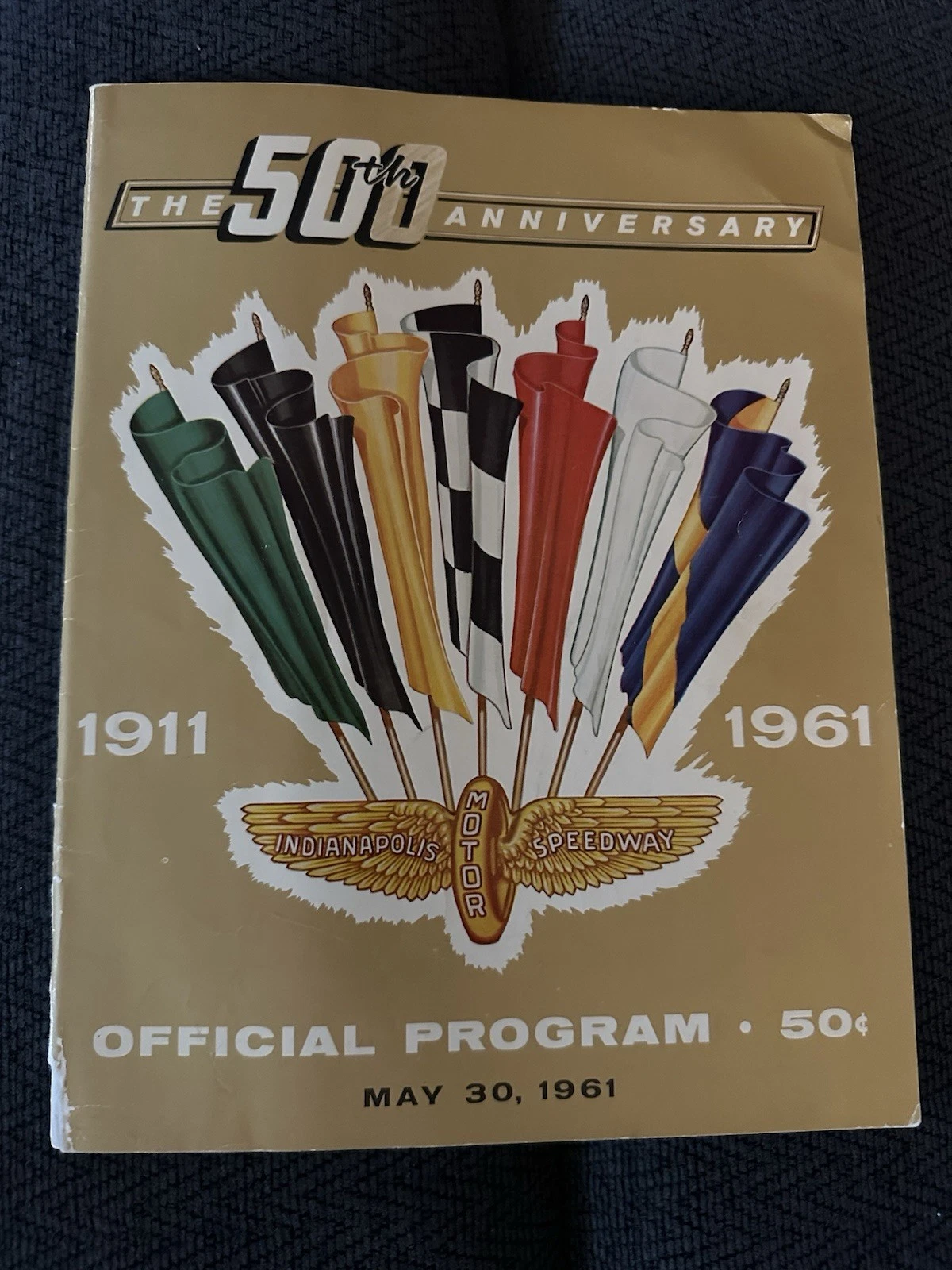 1961 Indy 500 Program Winner AJ Foyt Indianapolis Used Condition 50th Race