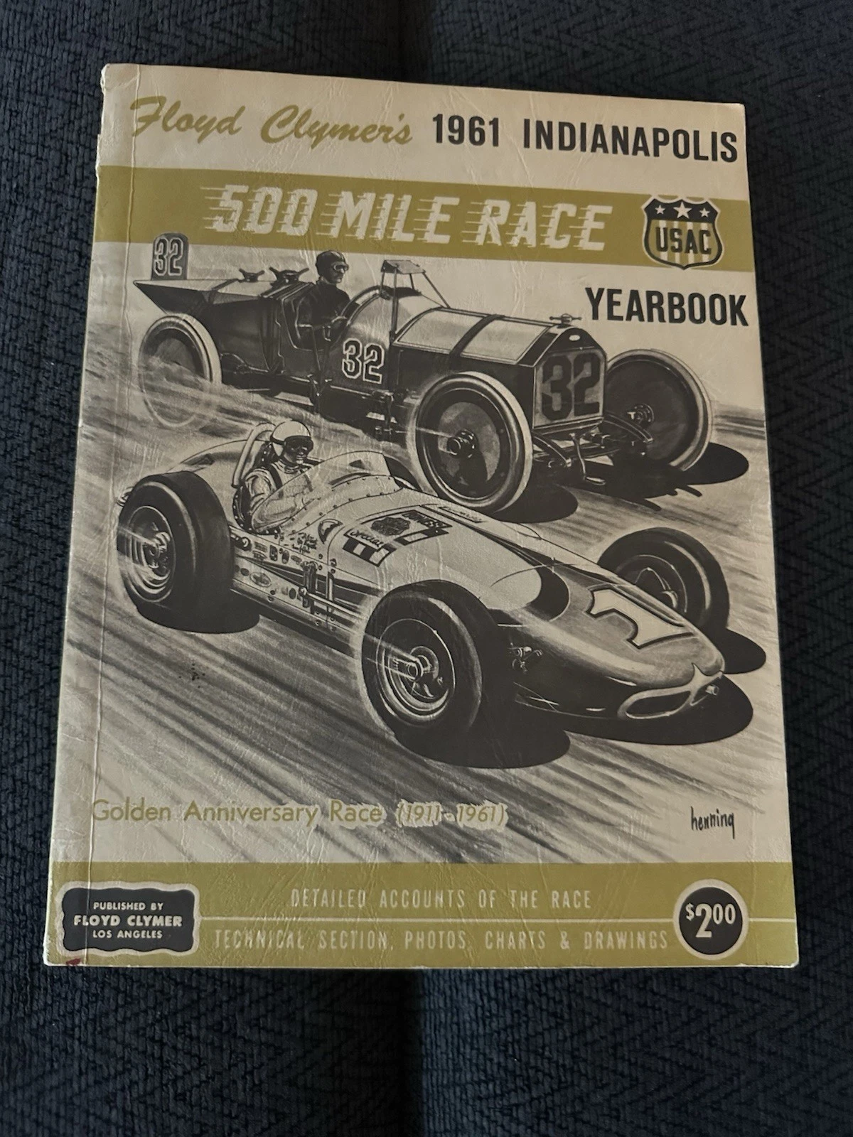 1961 INDY 500 CLYMER’S WINNER AJ FOYT INDIANAPOLIS USED CONDITION 50TH RACE COLLECTIBLE MEMORABILIA