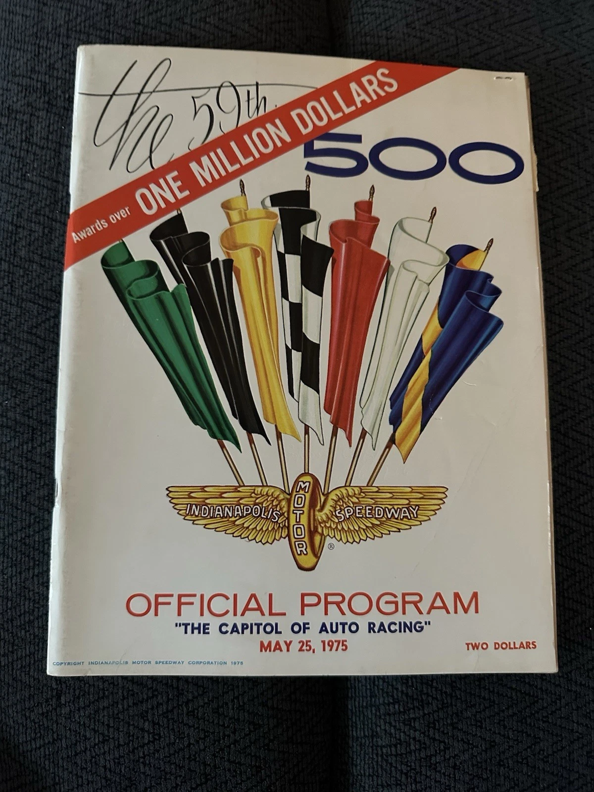 1975 INDY 500 PROGRAM WINNER BOBBY UNSER INDIANAPOLIS USED CONDITION COLLECTIBLE MEMORABILIA