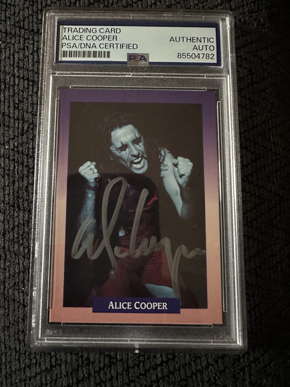Alice Cooper Signed 1991 Rock Cards #165 Trading Card PSA /DNA Slab COA Checklst