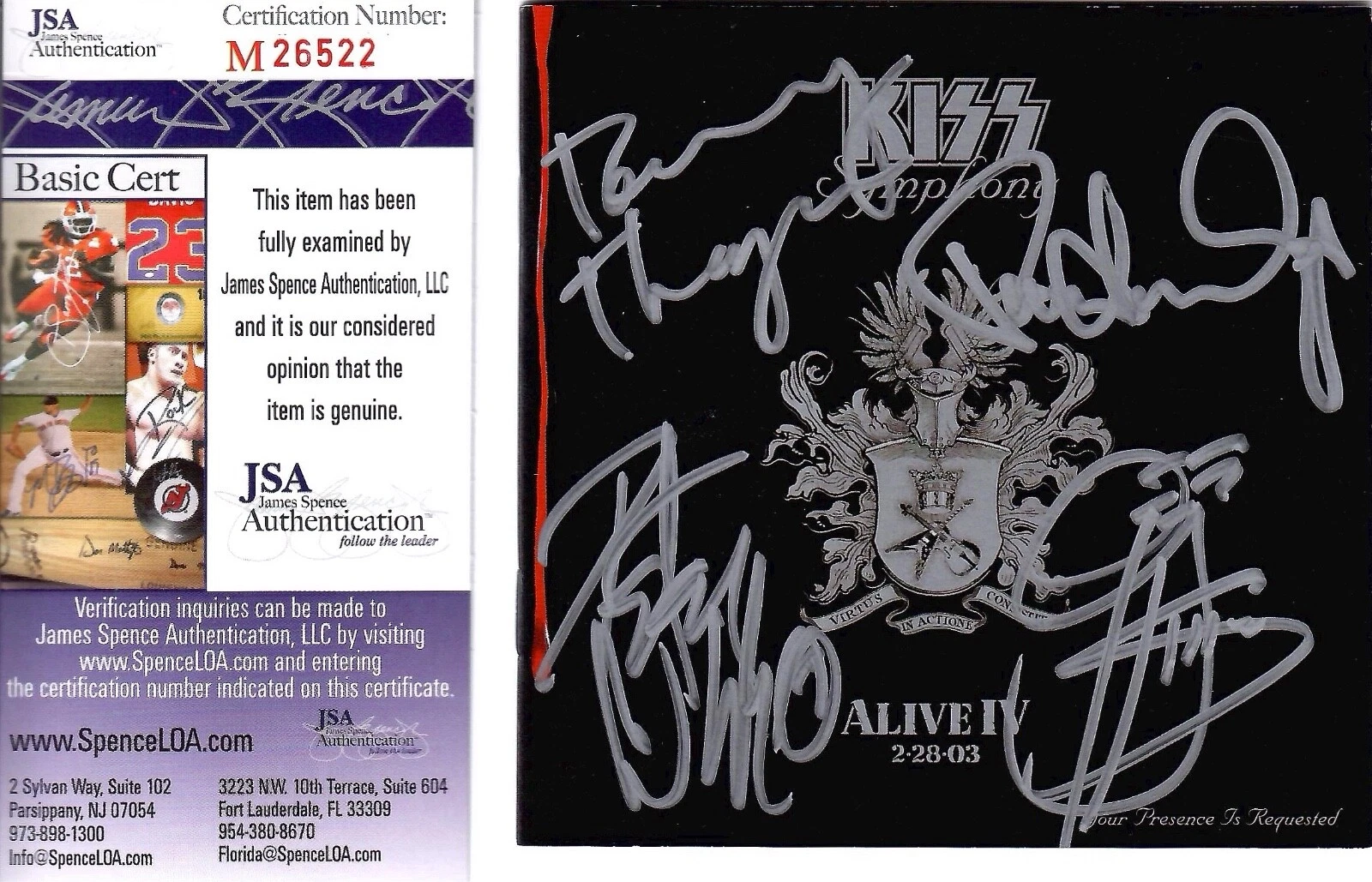 KISS HAND SIGNED KISS ALIVE 4 CD BOOKLET+JSA     RARE     PAUL+GENE+PETER+THAYER