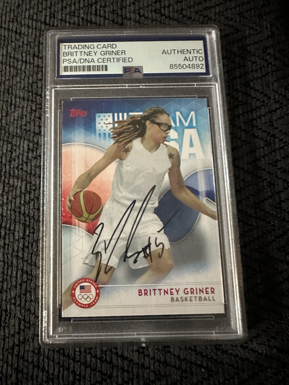 Britney Griner Signed 2016 Topps USA Basketball Card #3 PSA /DNA Slab COA