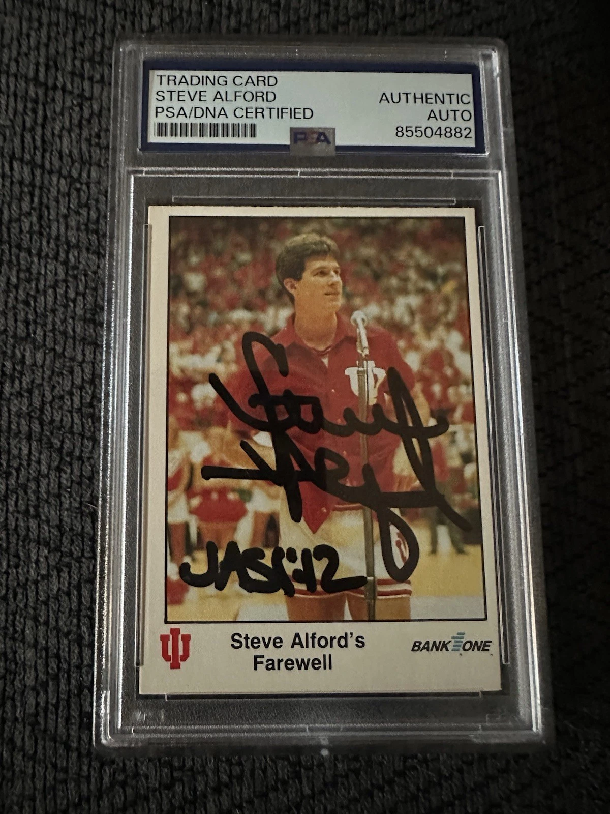 Steve Alford Signed 1987 Bank 1 #1 Card PSA /DNA Slab COA RC