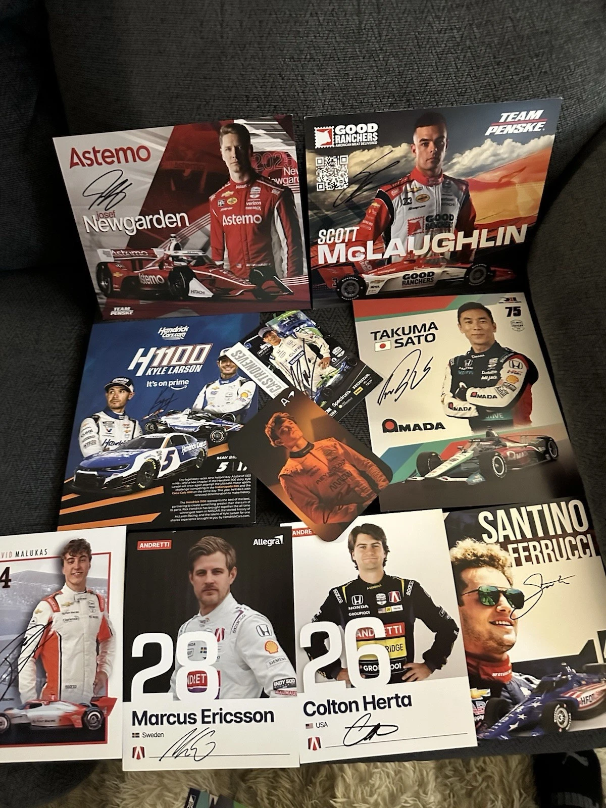 Indy 500 Lot Of 24 Hero Cards 2025 Signed Indy Josef Newgarden Kyle Larson Helio
