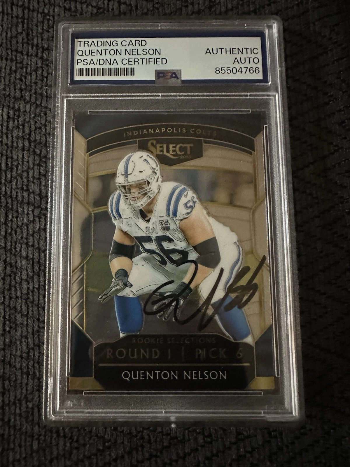 Quenton Nelson Signed 2018 Panini Select Card #RS-13 PSA /DNA Slab COA Rookie