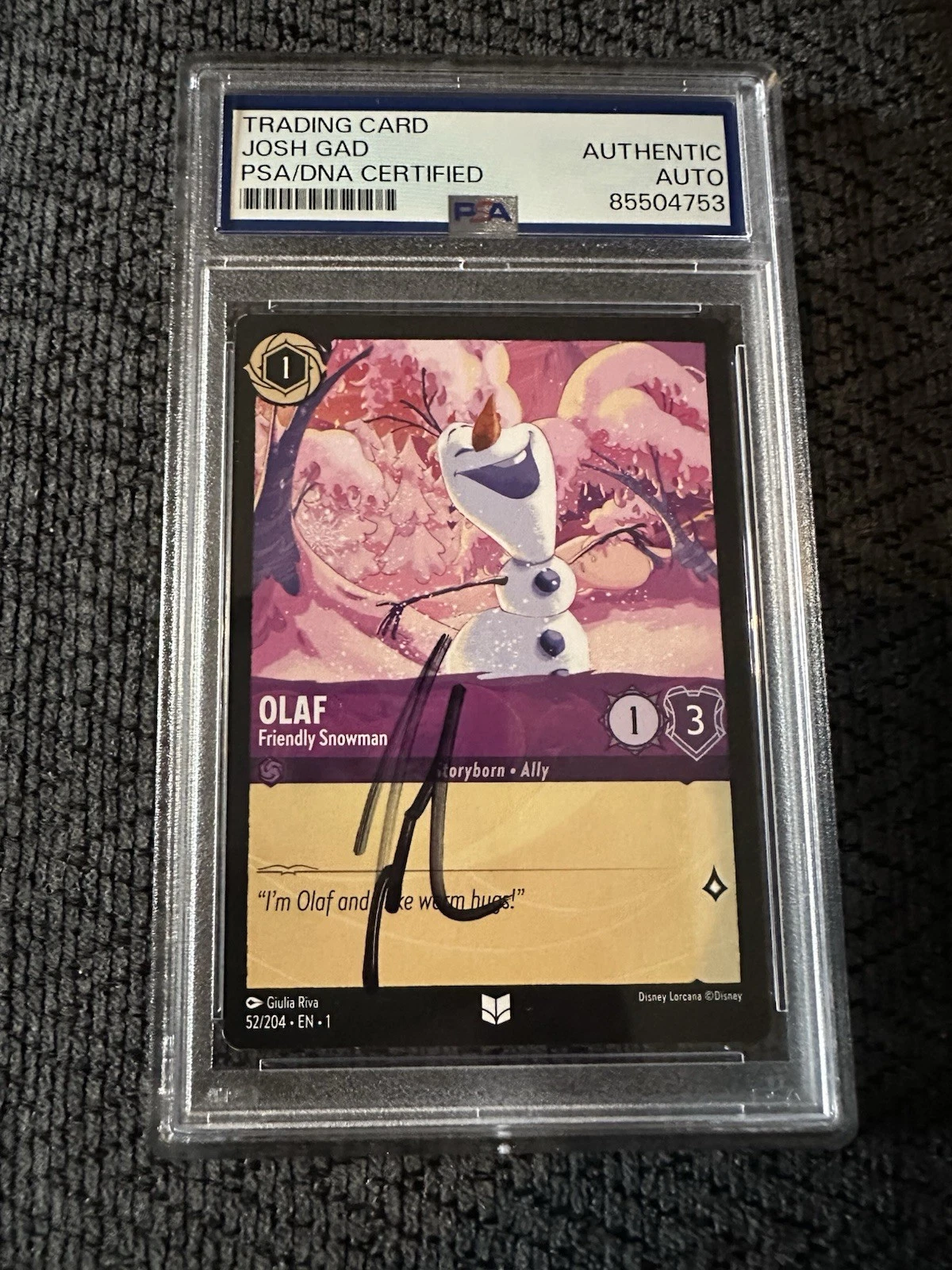 Josh Gad Signed Disney  Frozen Playing/trading Card PSA /DNA COA Olaf