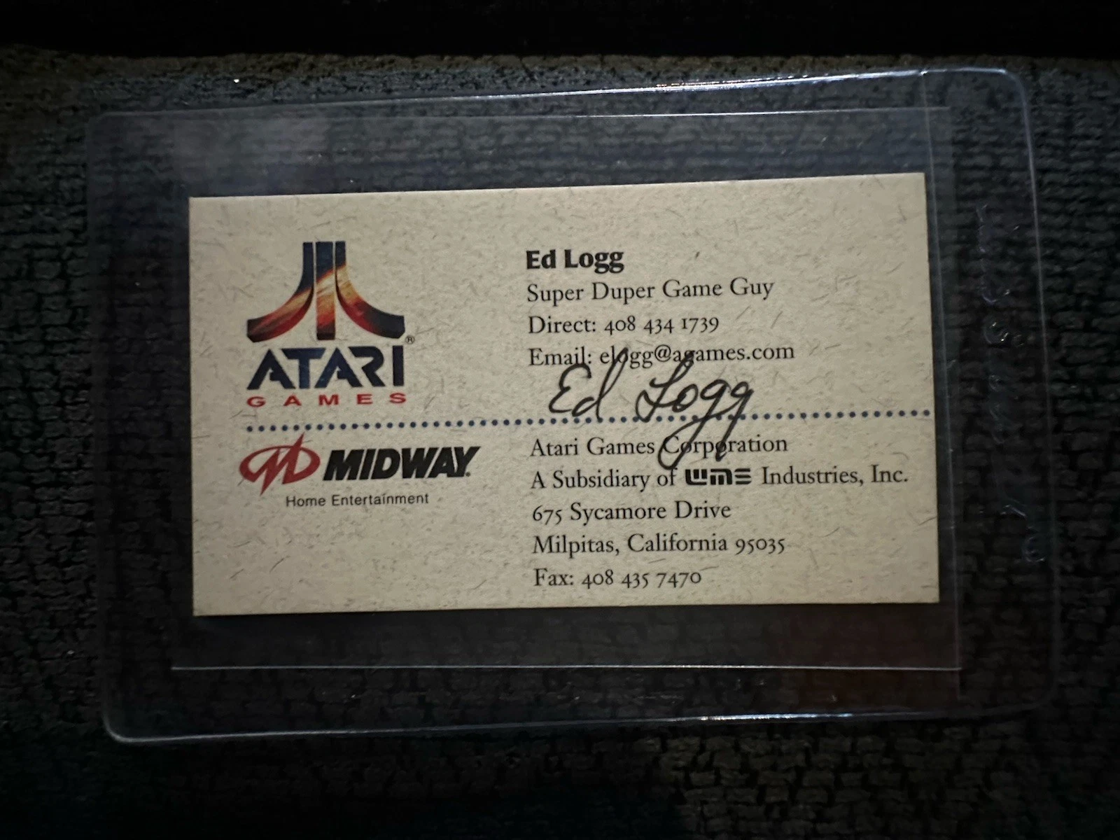 Ed Logg Autograph Signed Business Card Atari Centipede Asteroids Super Breakout