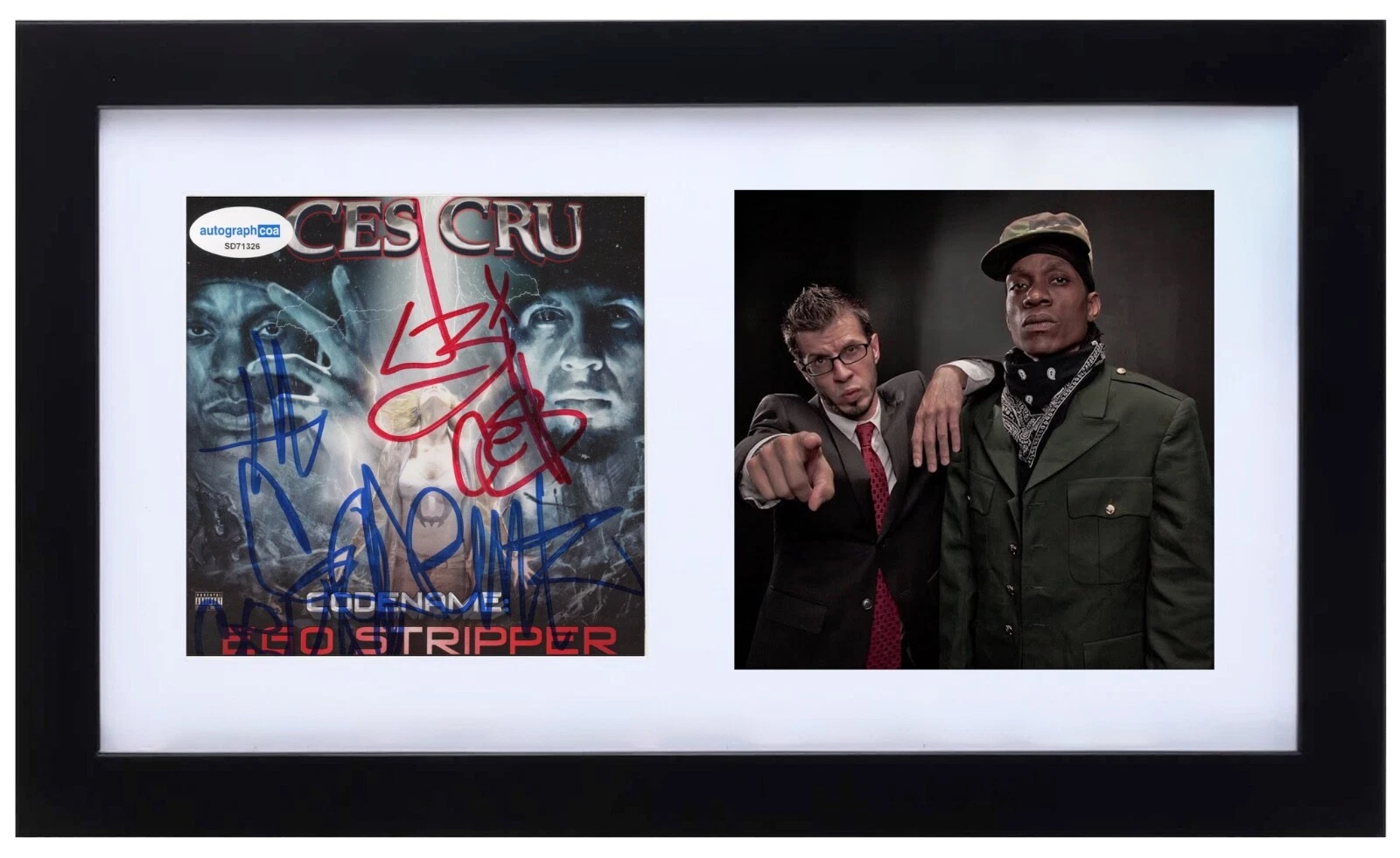 Ces Cru Signed Autograph Codename: Ego Stripper CD Cover Framed Hip Hop ACOA COA