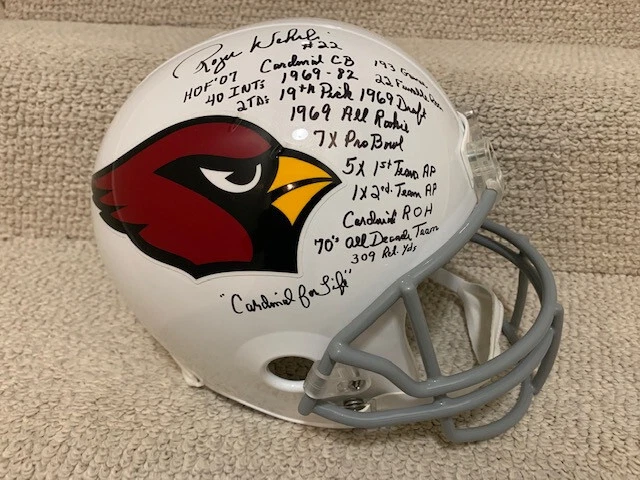 ROGER WEHRLI HAND SIGNED CARDINALS FULL SIZE HELMET      16 INSCRIPTIONS     JSA