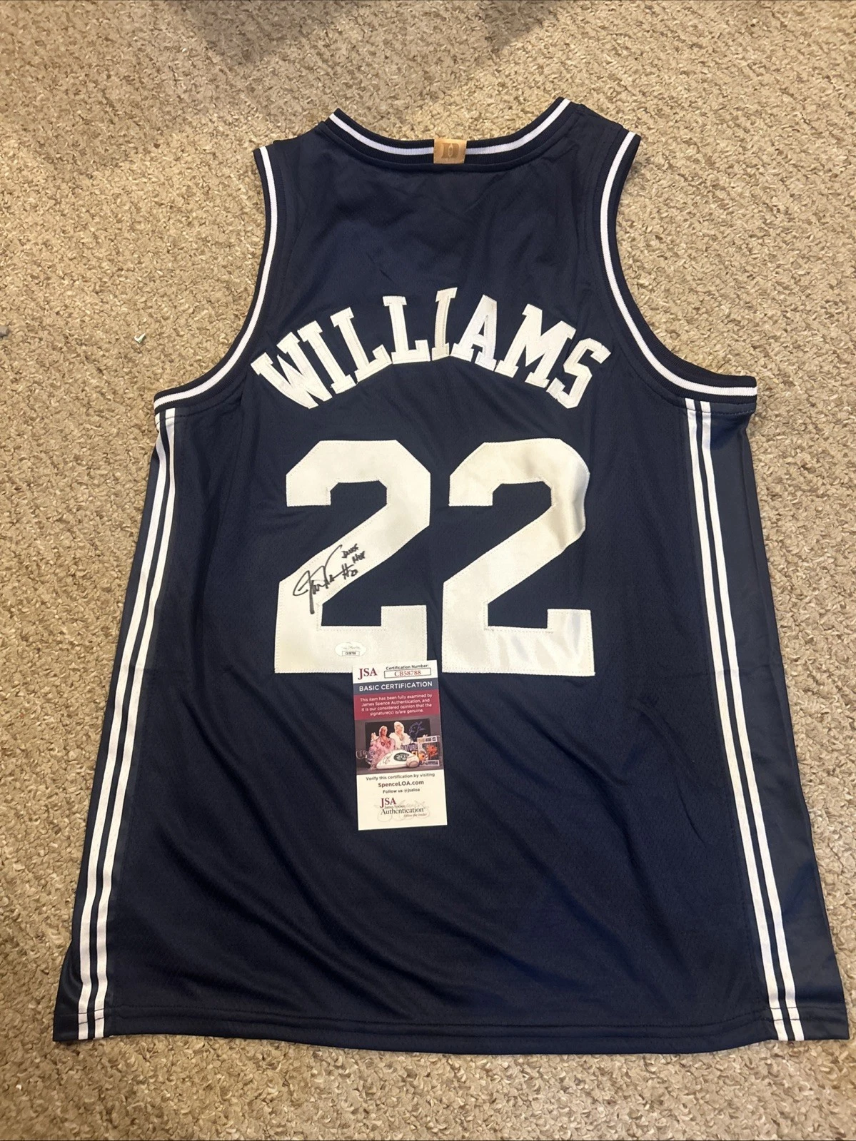 DUKE BLUE DEVILS- JAY WILLIAMS SIGNED AUTOGRAPH JERSEY JSA COA BROTHERHOOD